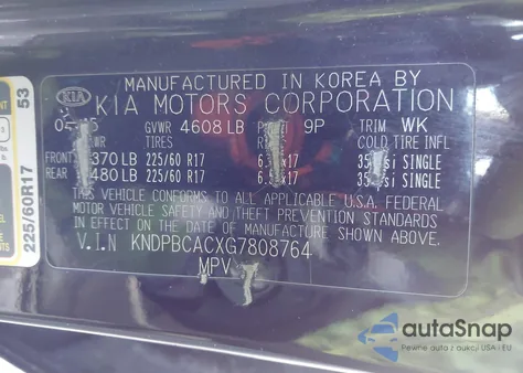 2016 Kia Sportage Lx из США, поврежденный, VIN KNDPBCACXG7808764